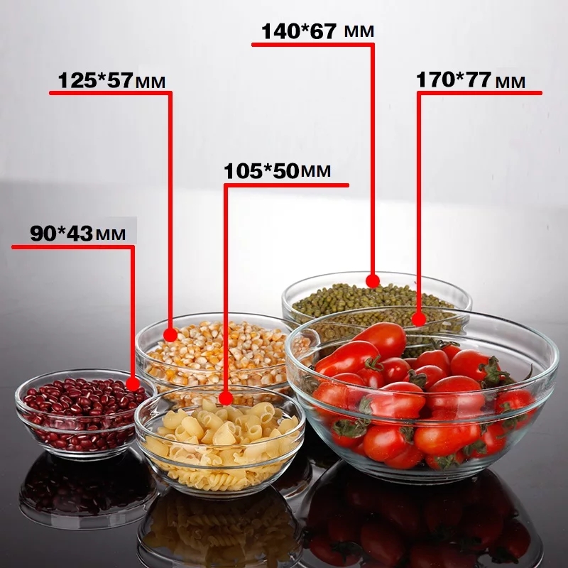 Multicolor 5 Pcs Glass Bowl Set