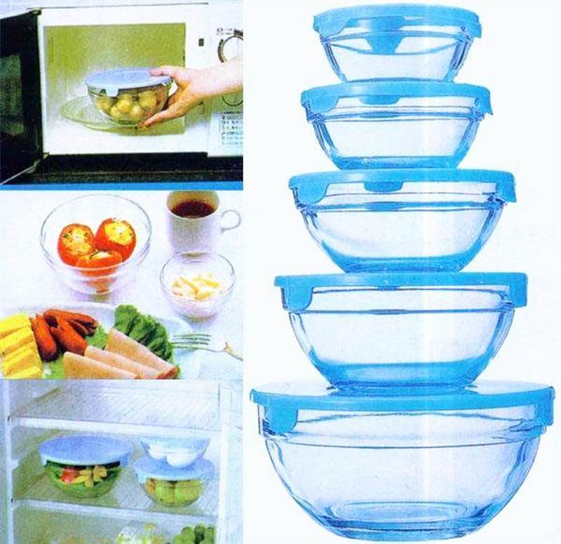 Multicolor 5 Pcs Glass Bowl Set