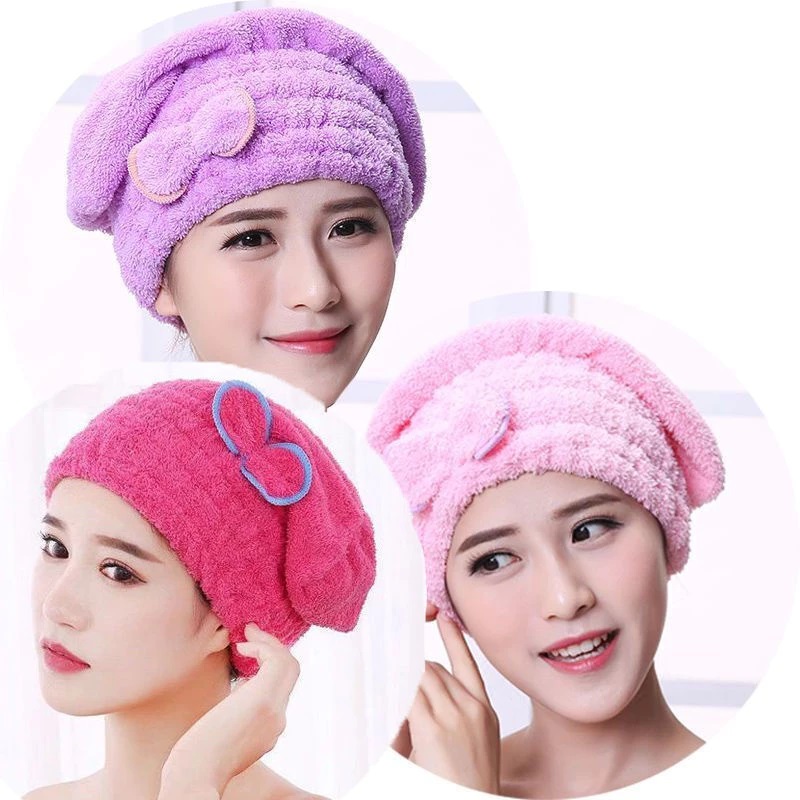 Hair Towel Shower Cap with Bow