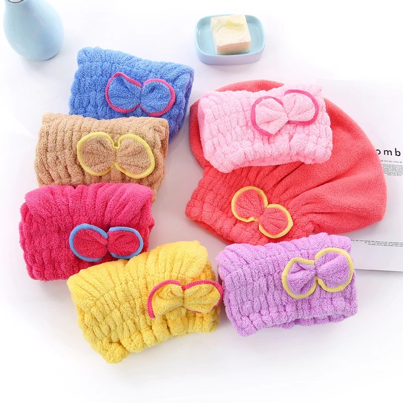 Hair Towel Shower Cap with Bow